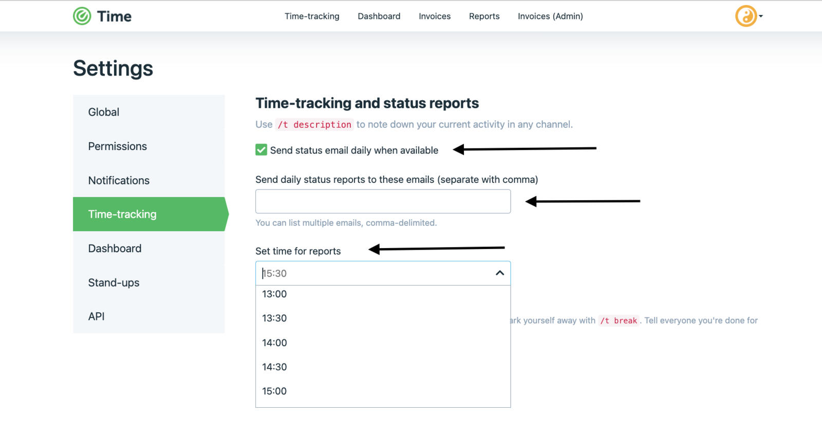 Time bot for Slack help, support and guidelines