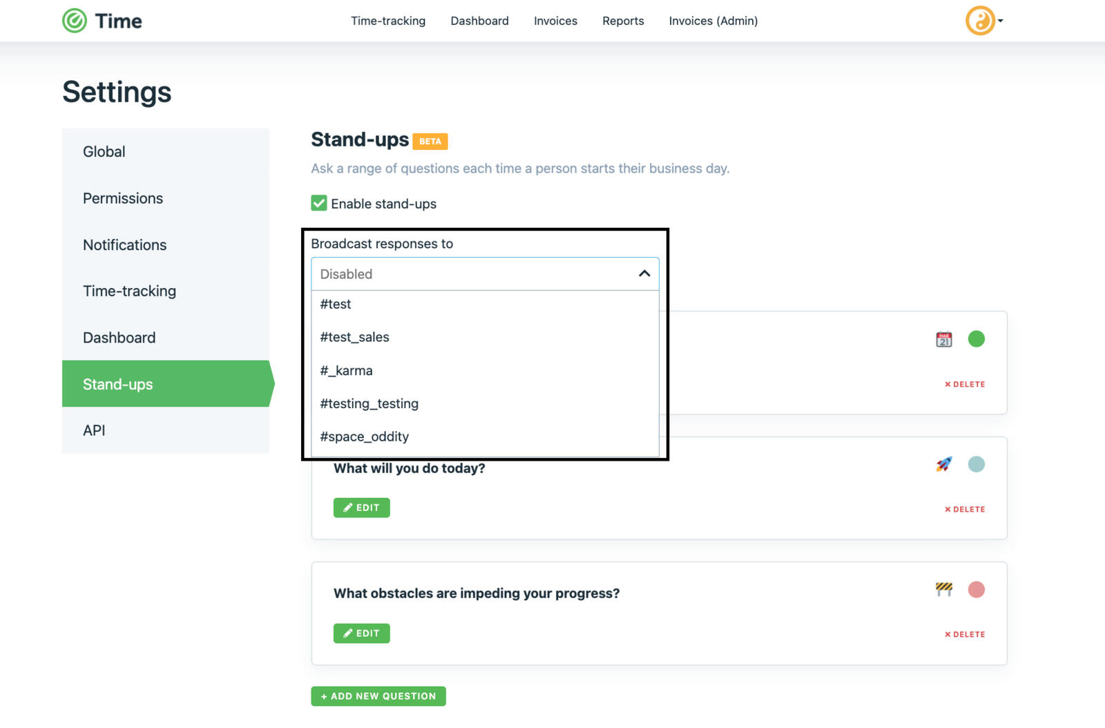 Time bot for Slack help, support and guidelines